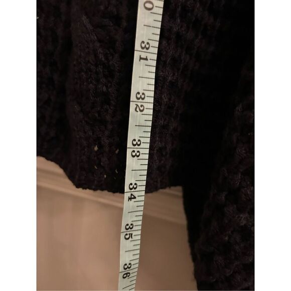 POL Chunky cable sweater cardigan L open front waterfall navy boho minimalist - Picture 6 of 7